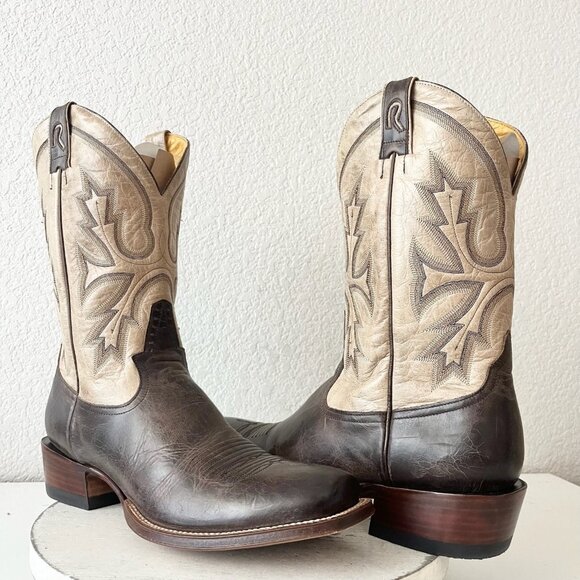 Rod Patrick Mens Cowboy Boots 14A Antique Mocha Bison Brown Western Leather Sole - Picture 1 of 12